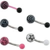 14-Gauge Belly Ring Value Pack, Pink and Black