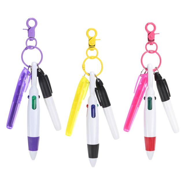 Uxcell Mini Highlighter Pen, Badge Reel Pen Highlighter Permanent Marker Pen Rose Red/Yellow/Purple