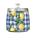 thumbnail image 7 of Yayeee Ashtray with Lid for Cigarette Smokeless Stainless Steel Home Ash Holder, Blue Plaid Lemon, 7 of 7