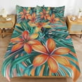 thumbnail image 6 of 3 Pcs Soft Bedding Set, Includes 1 Duvet Cover with Zipper And 2 Pillow,Shams Hawaiian Hibiscus Garden Orange Flowers King(102"×90"), 6 of 8
