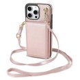 thumbnail image 2 of BKS-003 For iPhone 15 Pro Max Case Tri-Fold Card Holder Kickstand TPU Leather Back Cover with Should, 2 of 5