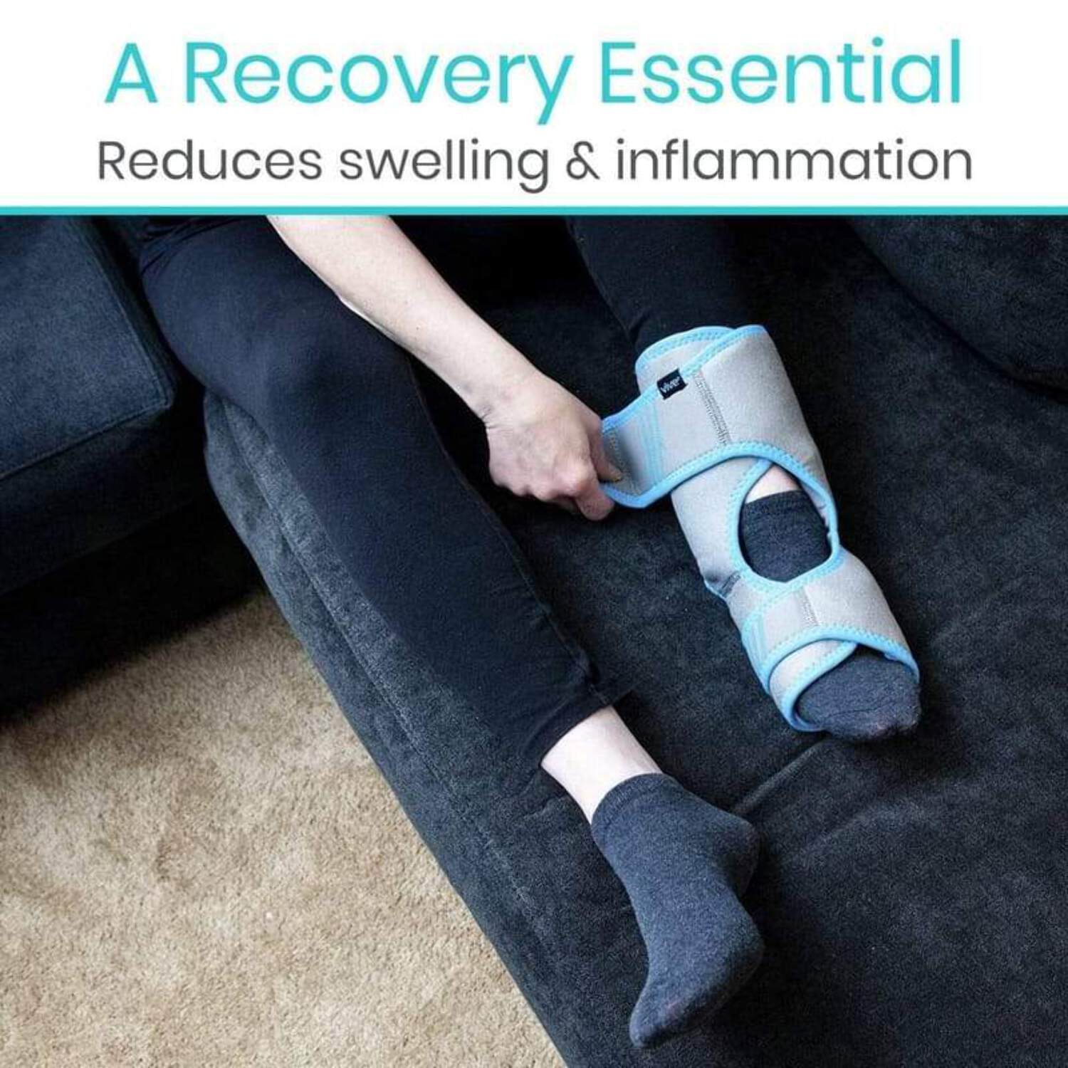 Vive Ankle Ice Pack Wrap - Foot Cold/Hot Compression Brace, Adjustable
