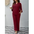 thumbnail image 6 of AURA Plus Size Pants Suits for Women Dressy 2 Piece Sets with 3/4 Sleeve Top Wide Leg Pants for Work & Daily Wear, 6 of 8