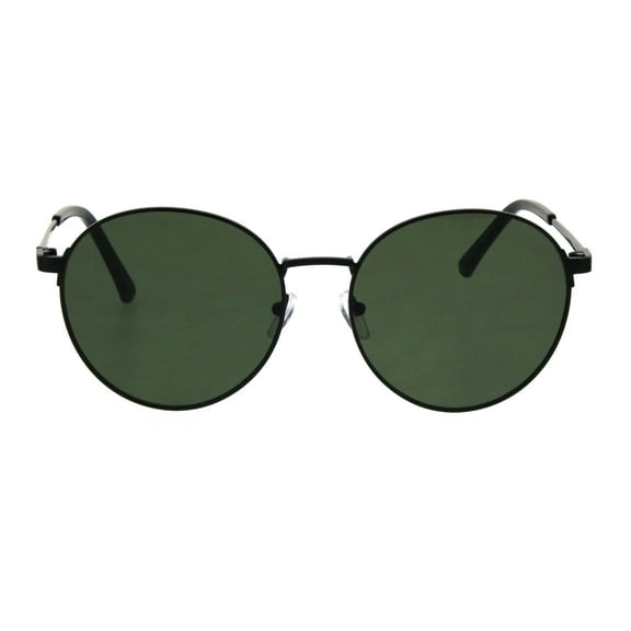 Classic 90s Dad Round Metal Rim Trendy Retro Fashion Sunglasses Black Green