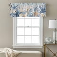 thumbnail image 3 of Coastal Valance Curtain Ocean Blue Beige Starfish Shells Leaves Wood Grain Window Valances Rod Pocket Short Curtains Window Treatments for Kitchen Bedroom Bathroom Laundry 60" x 18", 3 of 9