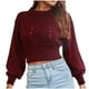 thumbnail image 1 of Gibobby Suéter de invierno para mujer, Suéter Ligero de Cuello Redondo Suéter para Mujer, para otoño e invierno(Rojo,CH), 1 of 5
