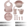 thumbnail image 2 of Set de alimentación para bebés PandaEar Silicone, 9 unidades, autoalimentación, color rosa, 2 of 8