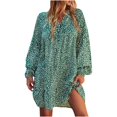 thumbnail image 1 of Vestido de mujer estampado de manga larga con cuello en V y estampado de leopardo casual Fridja  NMB3372, 1 of 6