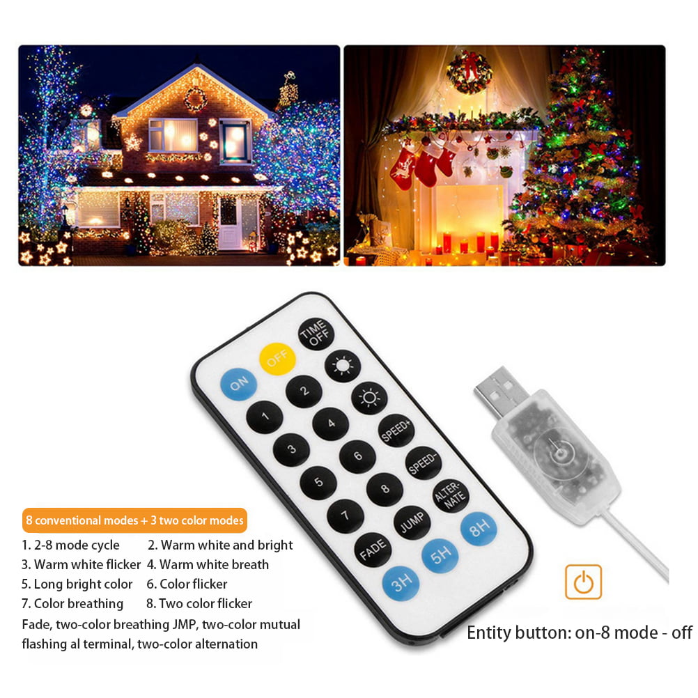 2 sets Remote Control Warm White 10M/33FT 100LED Copper Wire String Fairy Light 
