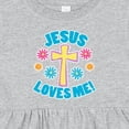 thumbnail image 4 of Inktastic Easter Jesus Loves Me with Cross and Flowers Girls Baby Dress, 4 of 5