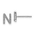 thumbnail image 2 of 14K White Gold Diamond Initial N Earrings (0.102Ct), 2 of 4