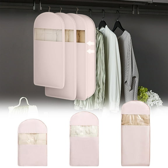 Space Saving Hanging Garment Bag with Self Compression Zipper for Closet Organizers and Clothes Storage Beige Large Set for Down Coats and Seasonal Wardrobe Protection Topliu