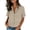 Khaki-01, variant on Women's V-Neck Button-Down Shirt - Short Sleeve Blouse with Bust Pocket for Business Casual Summer Workwear