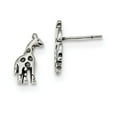 thumbnail image 1 of Solid 925 Sterling Silver Vintage Antiqued Giraffe Post Studs Earrings - 13mm x 6mm, 1 of 2