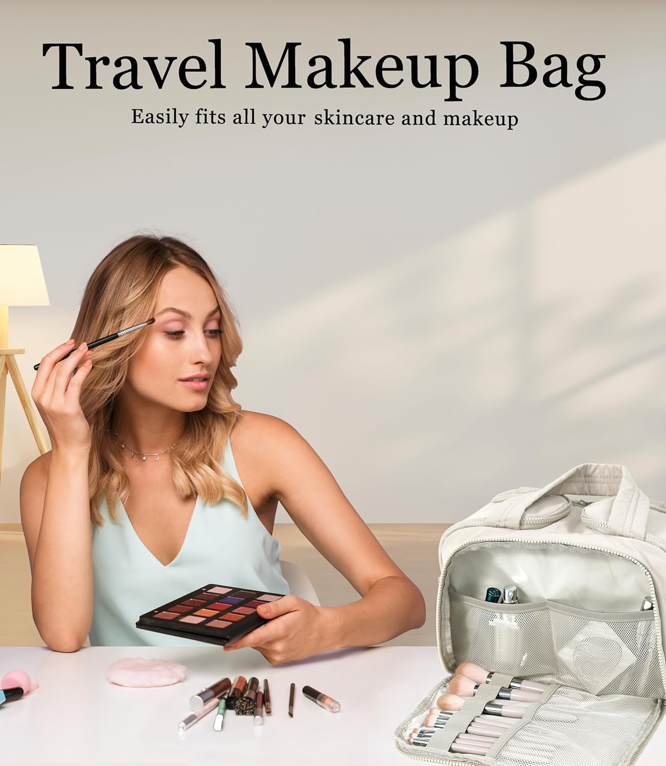 Cloud Carry Bag,Travel Toiletry Bag for Women, Large Puffy Cosmetic Bag with Wet-Dry Separation and Multiple Pockets for Organized Essentials