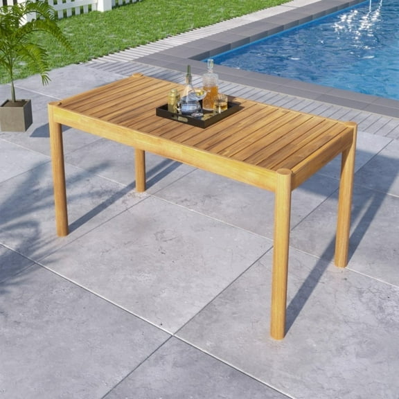 BOFANG Acacia Wood Outdoor Dining Table, Light Teak