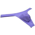 thumbnail image 3 of Botmois Men Gloss Bikini Thong Underwear Elastic Bulge Pouch Underpants Classics Wet Look T-back Purple Gray L, 3 of 3