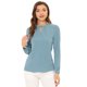 thumbnail image 1 of Blusa de trabajo elegante Allegra K con botones en la parte delantera y cuello levantado Azul XS, 1 of 4