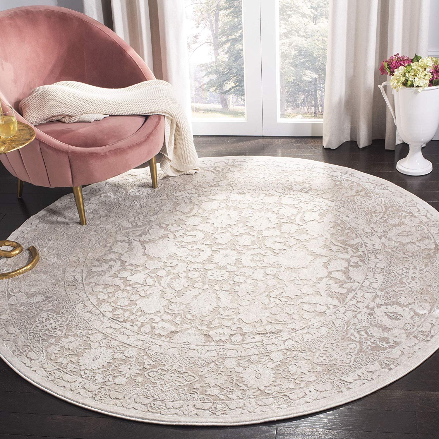 Safavieh Reflection Collection RFT667A Beige and Cream Round Area Rug