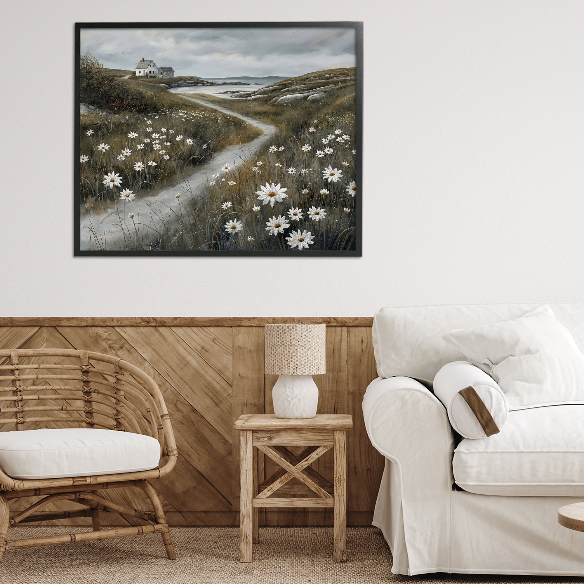 Stupell Industries Daisies Along Coastal Path Black Framed Giclee Art, design by Imagine It Images