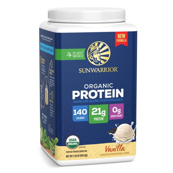 Sunwarrior Organic Plant-Based Protein Powder for Performance 21g Protein | BCAAs Pea Fava Mung & Chia Blend | Vanilla Flavored 28 Servings