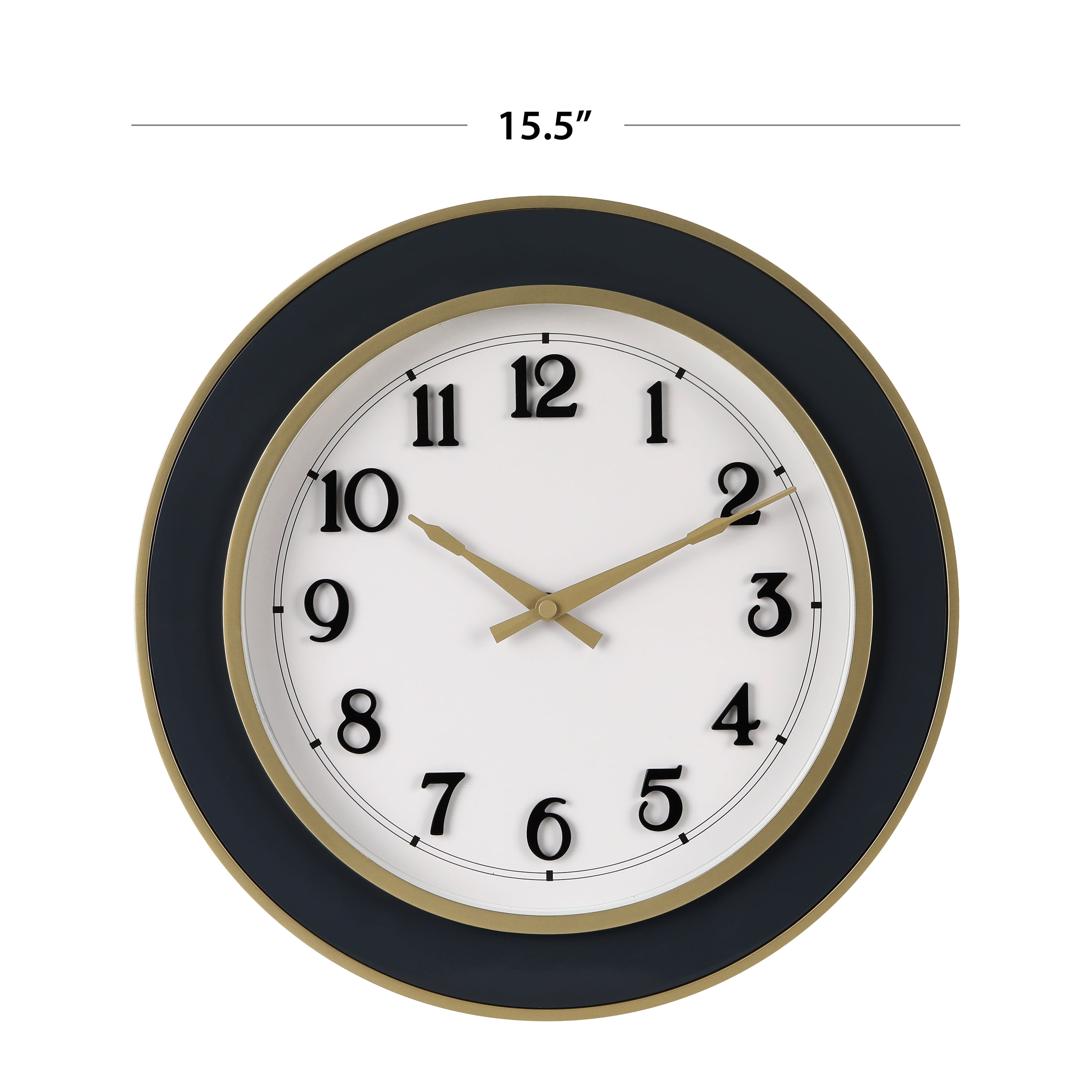Better Homes & Gardens 15.50 Inches Indoor Modern Designed Wall Clock, Raised Arabic Numbers