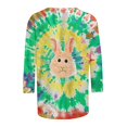 thumbnail image 5 of Liquidation d'Économies d'Été Staron Hauts de Pâques pour Femmes T-Shirts à Col Rond Manches 3/4 Blouses Graphiques Décontractées T-Shirts Basiques T-Shirts d'Été Amples Hauts, 5 of 5