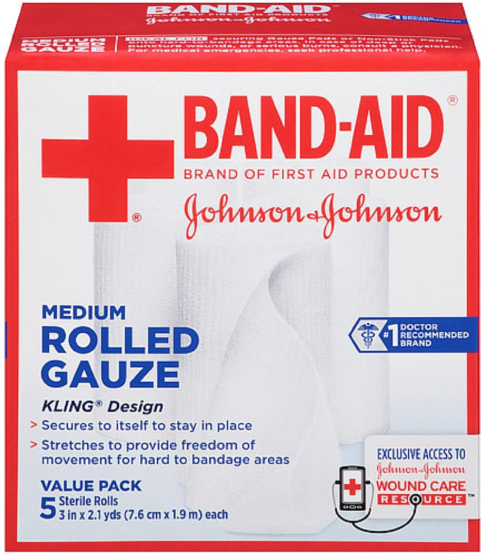 3 Pack First Aid Rolled Gauze Sterile Roll, Medium 5 ea