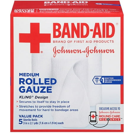 UPC 191565084991 product image for 2 Pack - BAND-AID First Aid Rolled Gauze Sterile Roll, Medium 5 ea | upcitemdb.com