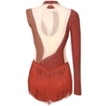 thumbnail image 2 of Zaldita Figure Skating Dress Women Sparkling Rhinestone Fringed Leotard Dance Performance Competition Brown XXL, 2 of 7