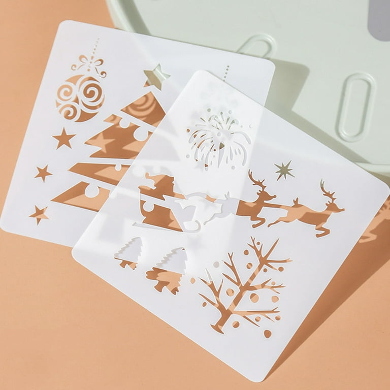 12pcs Xmas Drawing Templates Hollow Painting Stencils Templates Graphics  Stencils for Kids DIY Crafts Scrapbooking School Projects 