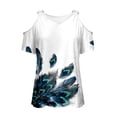 thumbnail image 4 of Womens Summer Tops Casual Summer Off Shoulder V Neck Positioning Print Short Sleeve T Shirt Top Womens Tops Dressy Casual, 4 of 4