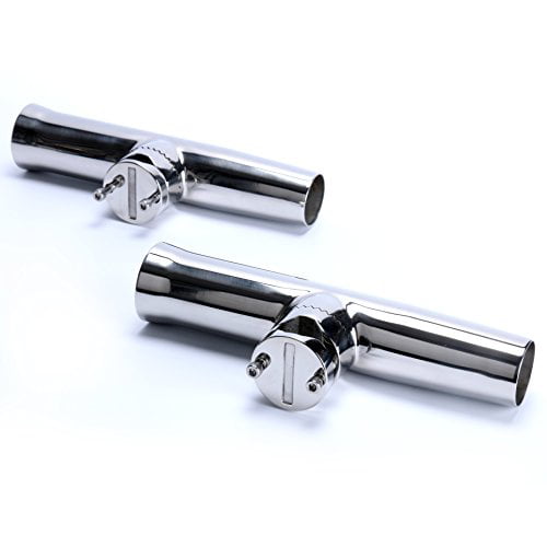 Pair Stainless Tournament Style Clamp on Fishing Rod Holder For Rails 1"-1-1/4" 