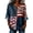 A-Navy36, variant on Womens Star Rose Print Blouse Independence Day Notch Neck 3/4 Sleeve Top Patriotic Loose Stylish Holiday Shirts