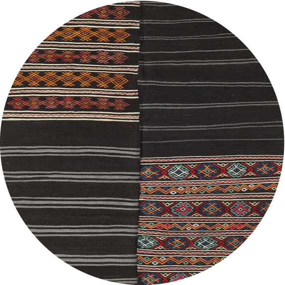 Ahgly Company Machine Washable Indoor Round Contemporary Midnight Gray Area Rugs, 3' Round