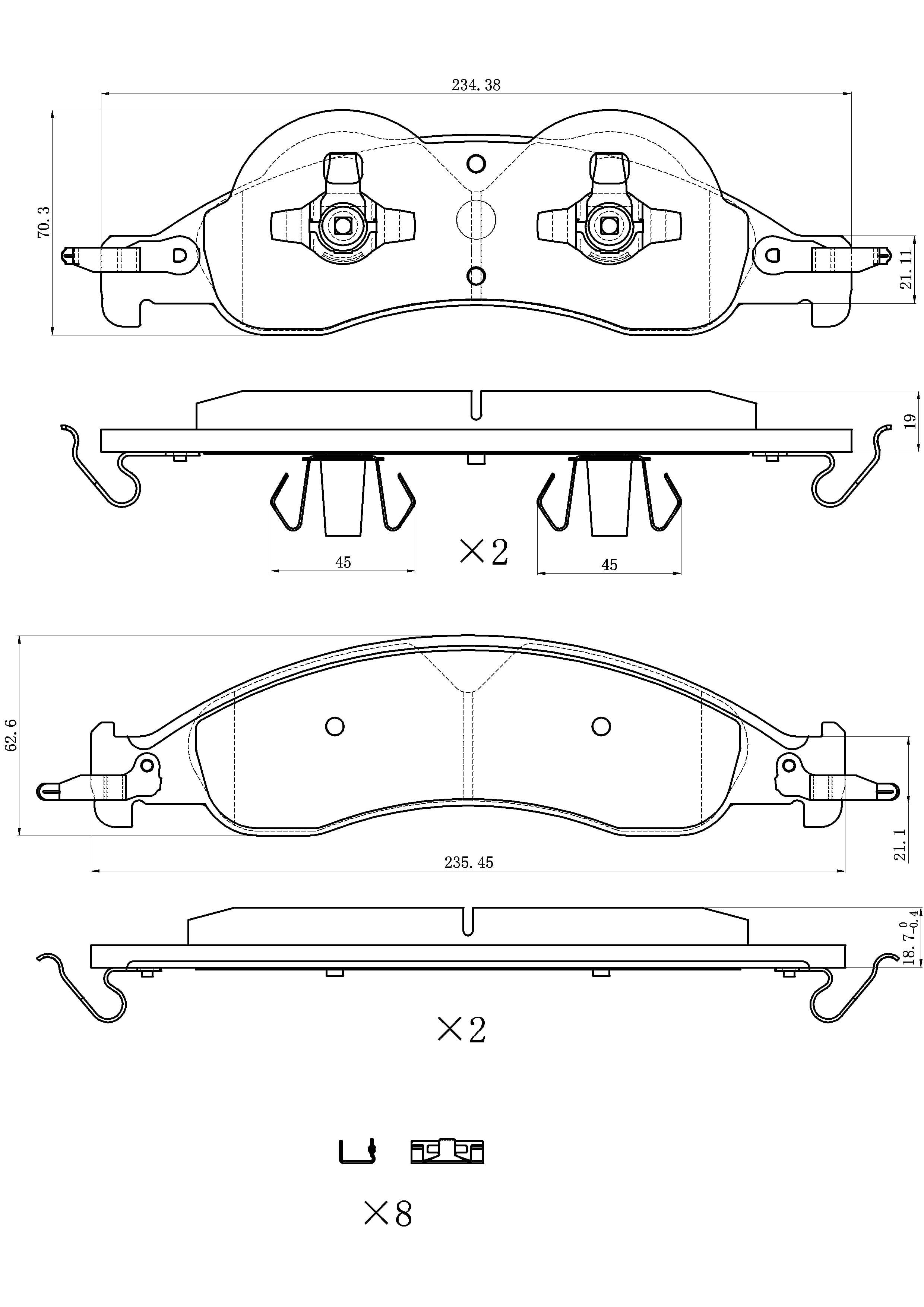 Winstop Brake Pad Set, Front WS.1278.0.M, Ford Expedition 2009-2007