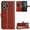 Brown, variant on Wallet Case for TCL NxtPaper 70 Pro 5G with Card Holder, PU Leather Flip Phone Case with Kickstand Magnetic Closure Wrist Strap Red