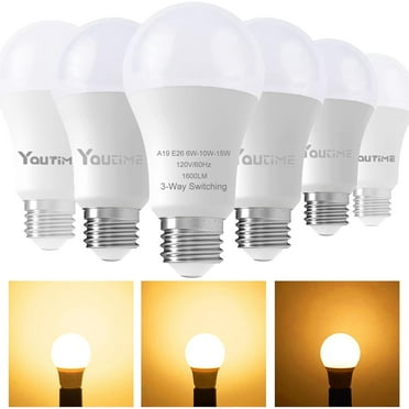 3 Way Light Bulbs 30 70 100 Watt Equivalent 3000K Soft White, LED A19 Energy Saving,E26 Base, 6Pack