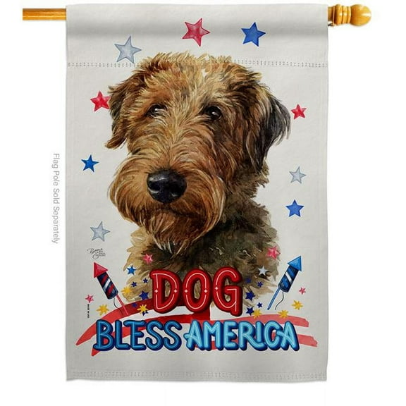 Breeze Decor H120195-BO Patriotic Welsh Terrier Animals Dog 28 x 40 in. Double-Sided Decorative Vertical House Flag for Decoration Banner Garden Yard Gift