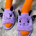 thumbnail image 6 of Gyujnb Kids Cotton Slippers Plush 3D Bat Shaped Open Toe Slide Non Warm Indoor Bedroom Footwear Halloween Novelty Cozy Daily Pajama Wear,8-10 Years, 6 of 6
