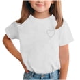 thumbnail image 5 of Girls White Sequin Heart Rhinestone Sparkle Glitter Stretchy Short Sleeve Crew Neck T-Shirt Ages 2-12,Size 10-11T, 5 of 7