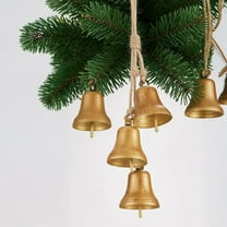 Vintage Country Rustic Style Bells Cluster Hanging Handmade Metal Harmony Christmas Hanging Cow Bells on Jute Rope