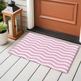 thumbnail image 4 of 2x3 Ft Entryway Area Rug, Pink White Kitchen Rug Runner Washable Floor Mat, Modern Abstract Waves Water Ripple Striped Non Slip Indoor Door Mat Throw Carpet for Bathroom Living Room Bedroom, 4 of 8
