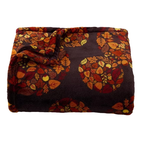 The Big One Oversized Plush Throw Blanket Fall Leaves Mickey Head 60" x 72" Teens, Child, Adult