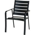 thumbnail image 5 of Hanover Cortino 3-Piece Commercial-Grade Bistro Set with 2 Aluminum Slat-Back Dining Chairs and a 30" Tempered-Glass Table, 5 of 9
