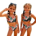 thumbnail image 3 of CCRFTGI Girls Swimsuit Size 6-7 2 Piece Set Swim Vacation Bathing Suits Beach Vacation Hawaiian Tropic Girls Bikini Cute Summer Girls Clothes Swim Suit Kids Bikini Black 1-2 Years, 3 of 9
