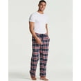 thumbnail image 5 of Real Essentials 3 Pack: Men's Pajama Pants - Knit Cotton Flannel Plaid Lounge Bottoms- Button Fly (Available In Big & Tall), 5 of 7