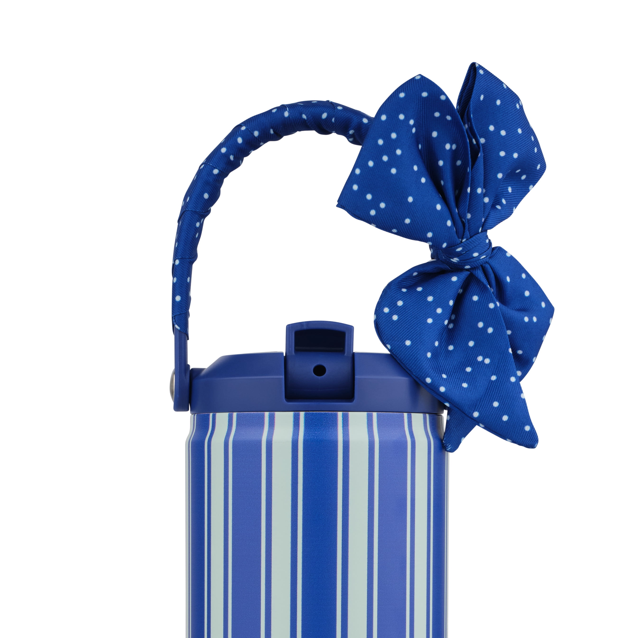 TAL 30oz Stainless Steel Hudson Flip Tumbler with Removable Scarf on Handle, Blue Stripe