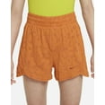 thumbnail image 2 of Nike Dri-FIT Breezy Big Kids' (Girls') High-Waisted Training Shorts Color: Monarch/Dark Russet Size: M, 2 of 5