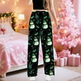 thumbnail image 4 of XIAOCHA Womens Trousers Christmas Snowman Tree Printed Wide Leg Pants Elastic High Waist Loose Fit Festive Holiday Sweatpants, 4 of 6
